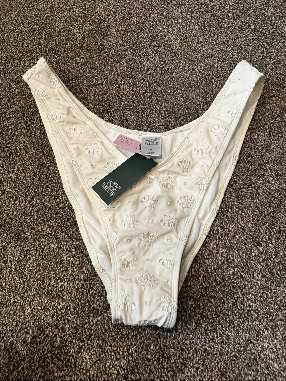 wild fable Cream Embroidered High-Leg Bikini Panty